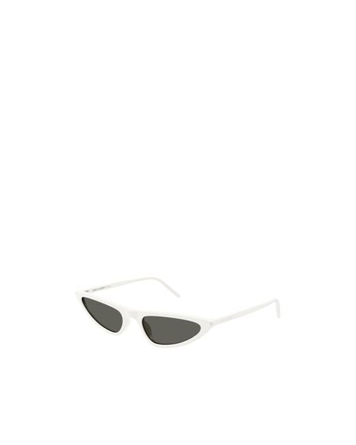 Saint Laurent White Eyewear Cat-Eye Frame Sunglasses