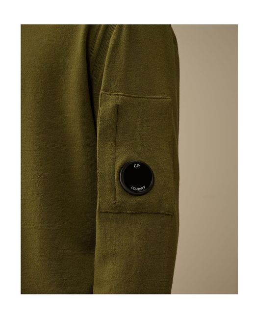 C P Company Green Crew Neck Sweater for men