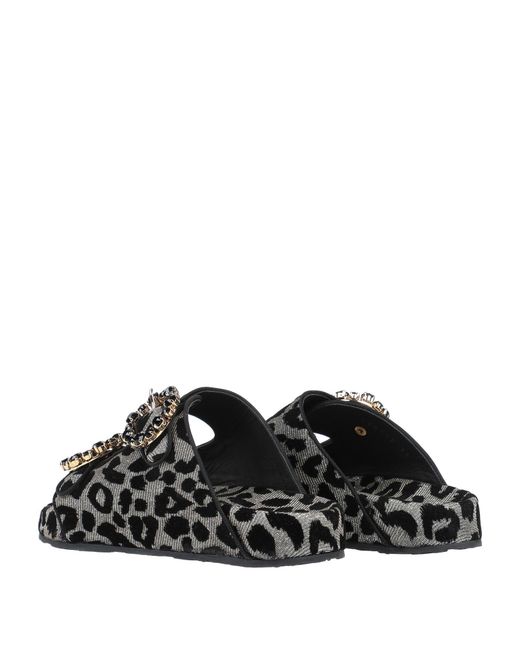 Dolce & Gabbana Black Leopard Print Rhinestone Sandals