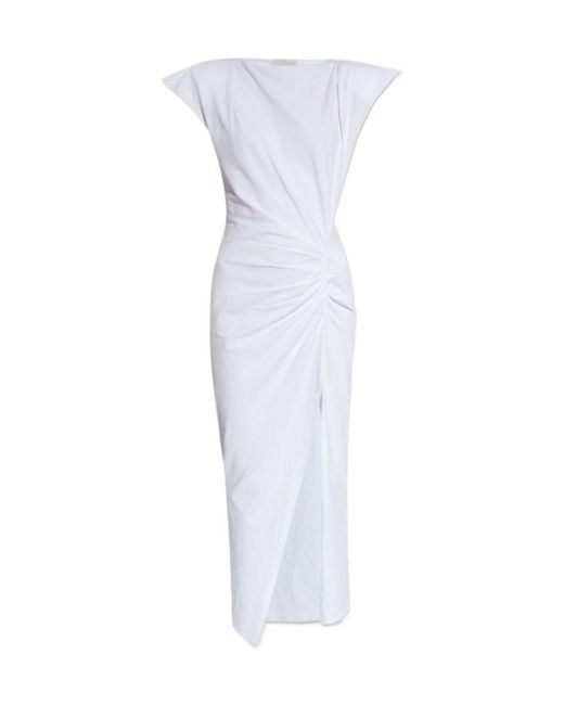 Isabel Marant White Nadela Ruched Detailed Midi Dress