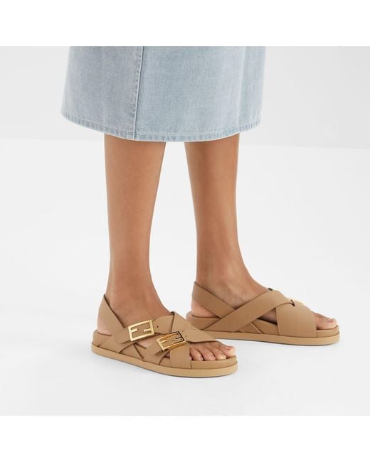 Fendi Brown Feel Cross-Over Slides
