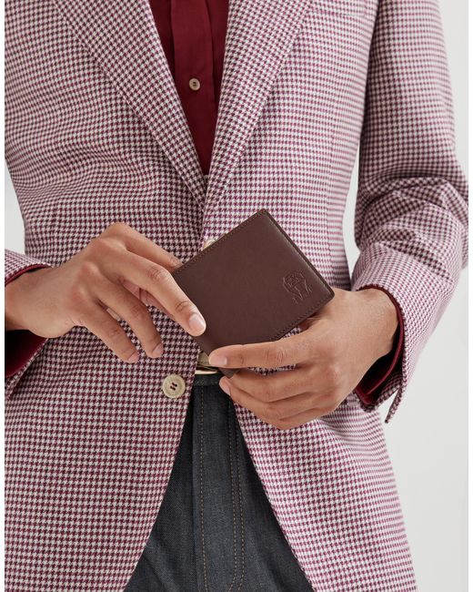 Brunello Cucinelli Purple Embossed Logo Leather Wallet for men