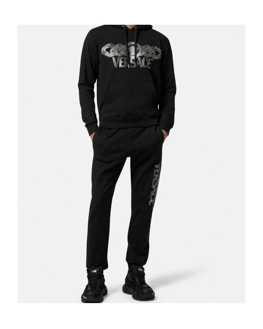 Versace Black Medusa On Chain Drawstring Hoodie for men