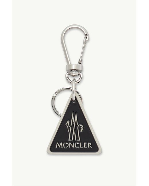 Moncler White Logo Leather Key Ring for men