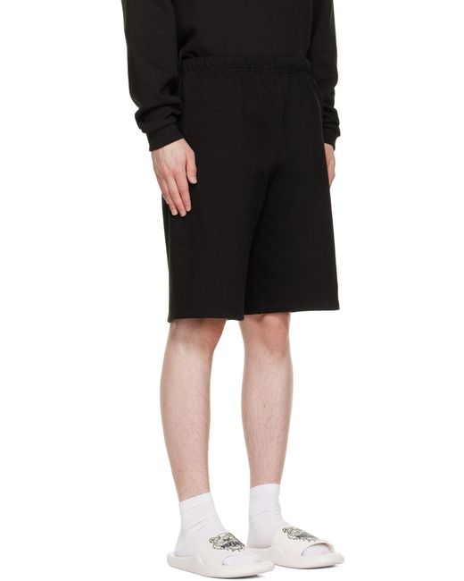 KENZO Black Logo-Patch Mid-Rise Shorts for men