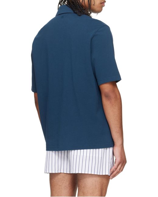 AMI Blue Ami Ami De Coeur Short-Sleeved Polo Shirt for men