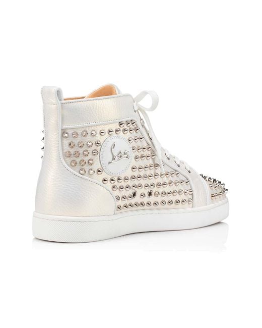 Christian Louboutin Natural Rivet Logo High-Top Casual Sneakers for men