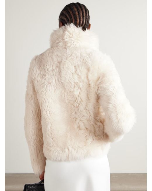 Yves Salomon White Cropped Leather Jacket