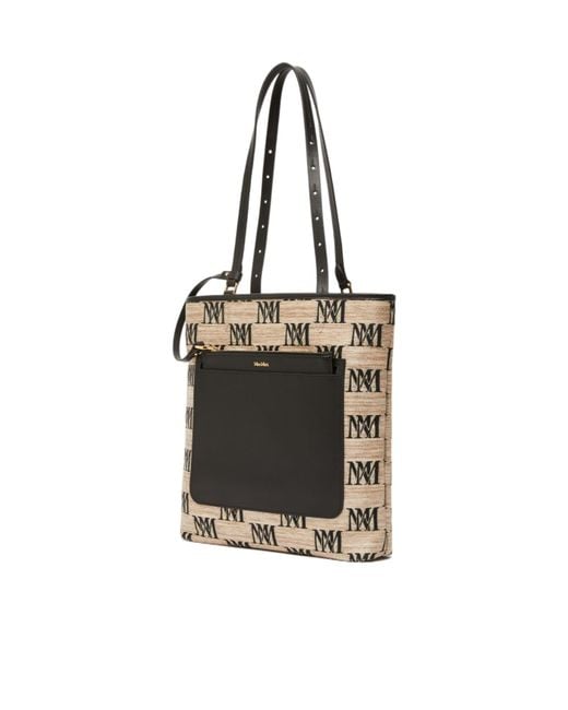 Max Mara Black All-Over Logo Patterned Shoulder Bag