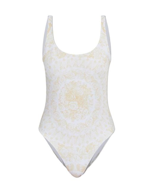 Versace White Sleeveless One-Piece Swimsuit