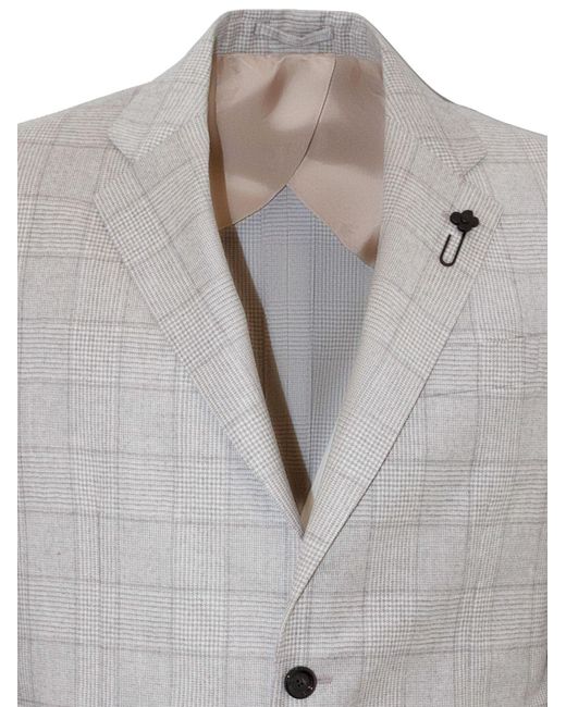 Lardini Gray Prince Of Wales Single-Breasted Blazer for men