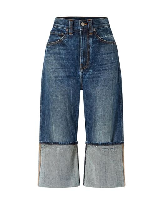 Khaite Blue Lykens Cuffed Wide-Leg Jeans