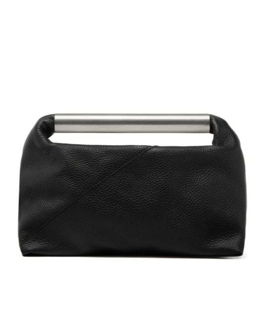 MM6 by Maison Margiela Black Japanese Metal-Handle Clutch Bag