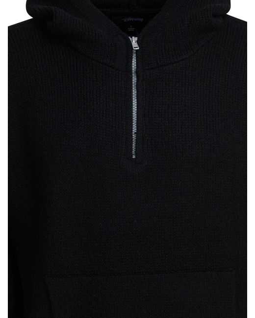 Stussy Blue Stüssy Quarter Zip Knit Hoodie for men