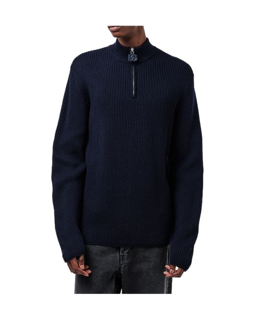 Dolce & Gabbana Blue Zipped Knitted Top for men