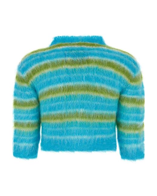 Marni Blue Striped Button Down Cardigan