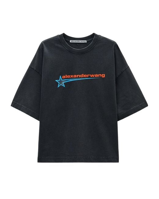 Alexander Wang Black Star Patterned Crewneck T-Shirt for men