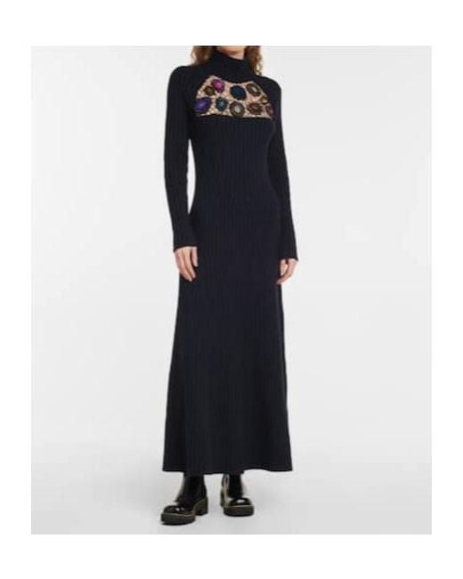 Gabriela Hearst Blue Embellished Cashmere Dress