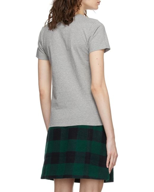 Maison Kitsuné Gray Fox Embroidery T-Shirt