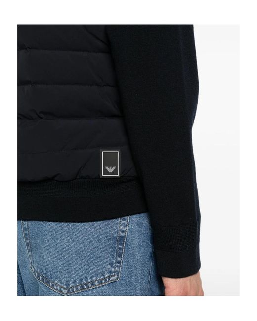 Emporio Armani Black Quilted Panel-Sleeve Jacket for men