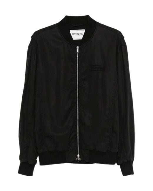 Iceberg Black Bomber Jacket for men