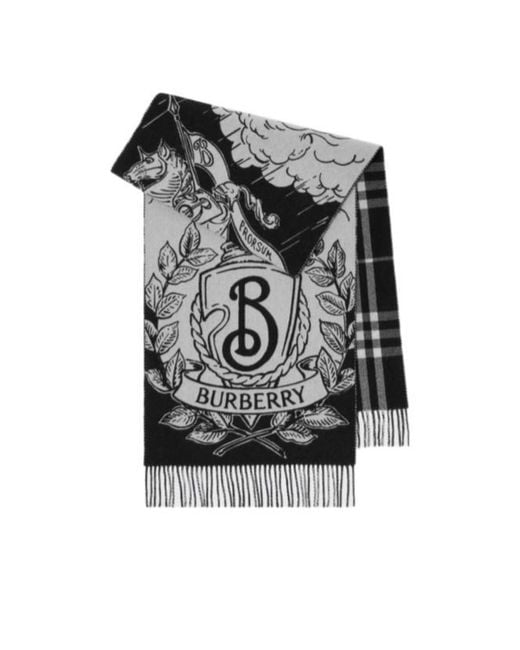 Burberry Black Reversible Logo Jacquard Scarf