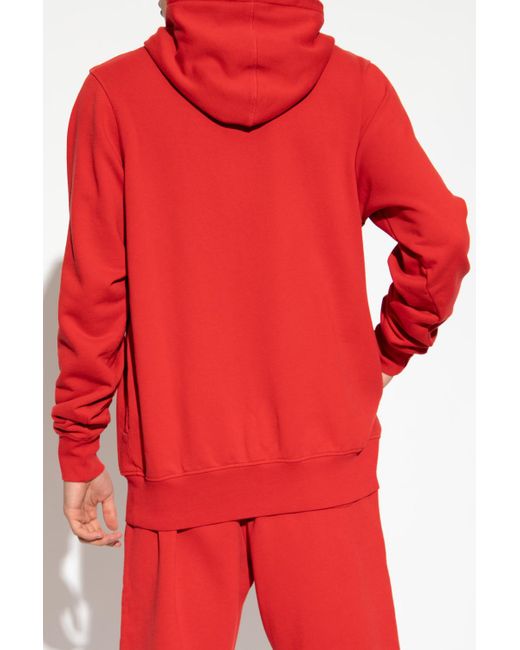 Casablanca Red Logo-Patch Zip-Neck Hoodie for men