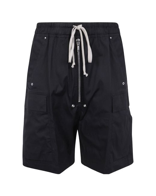 Rick Owens Black Cargobela Drawstring Shorts for men