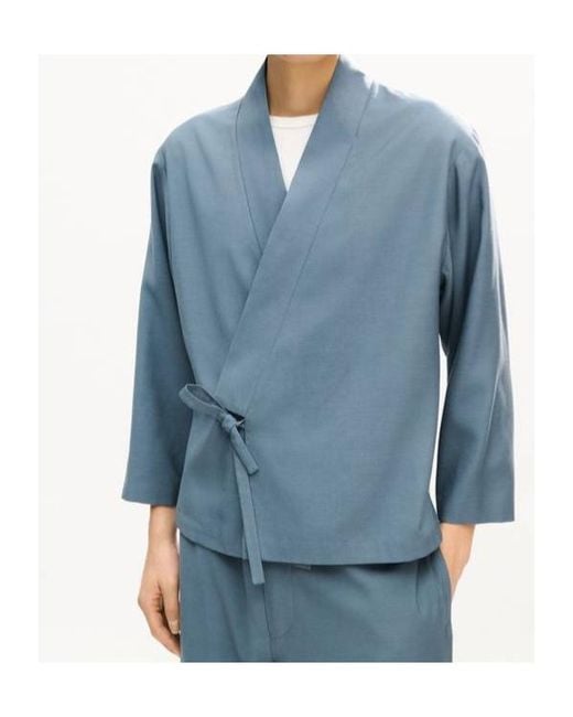 KENZO Blue Wrap Kimono Blazer for men