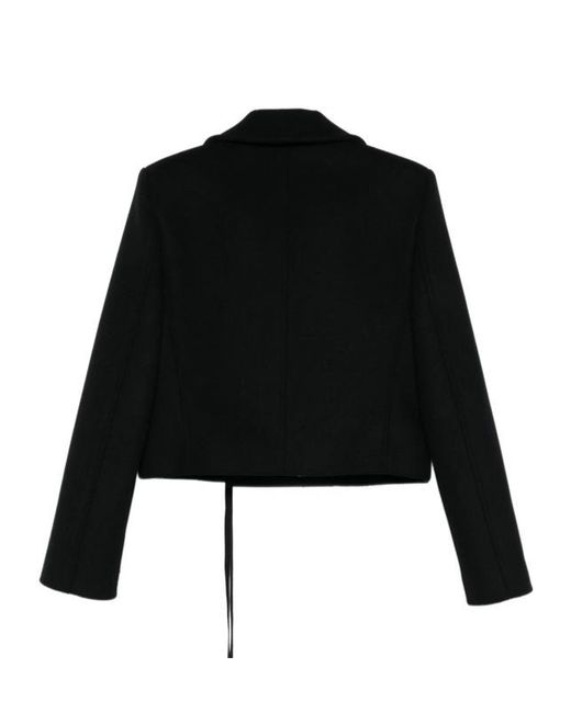 Ann Demeulemeester Black Double Breasted Strap Detailed Jacket