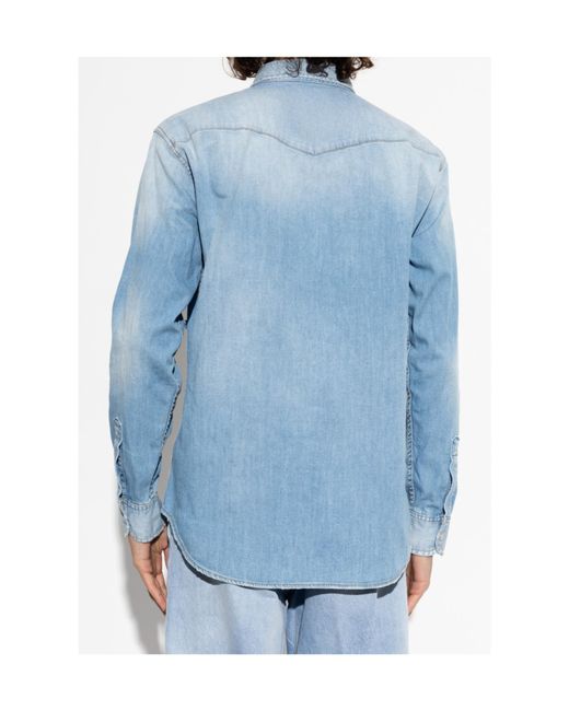 DSquared² Blue Embellished Western Shirt for men
