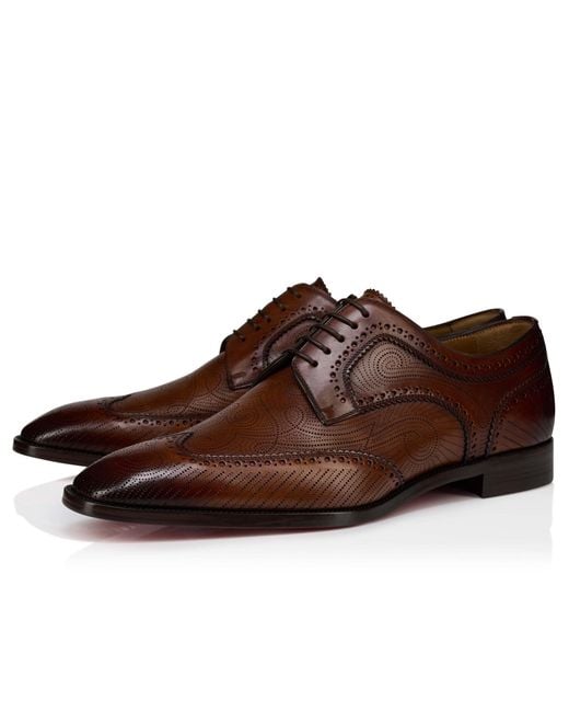 Christian Louboutin Brown Grave Calf Leather Derby Shoes