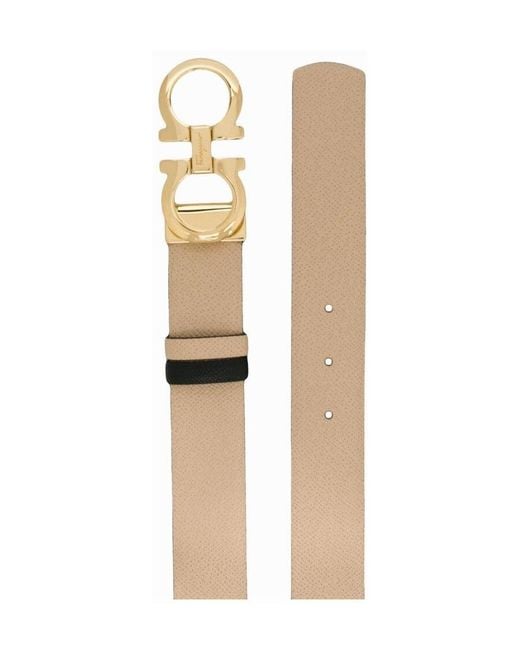 Ferragamo White Ferragamo Gancini Reversible Belt