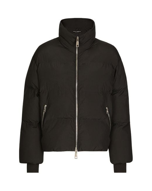 Dolce & Gabbana Black Short Nylon Down Jacket With Branded Tag