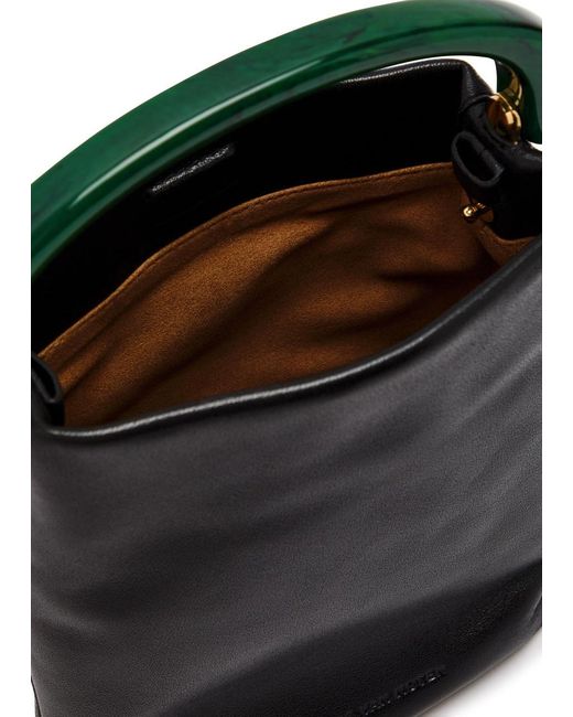 Dries Van Noten Black Crisp Leather Top Handle Bag