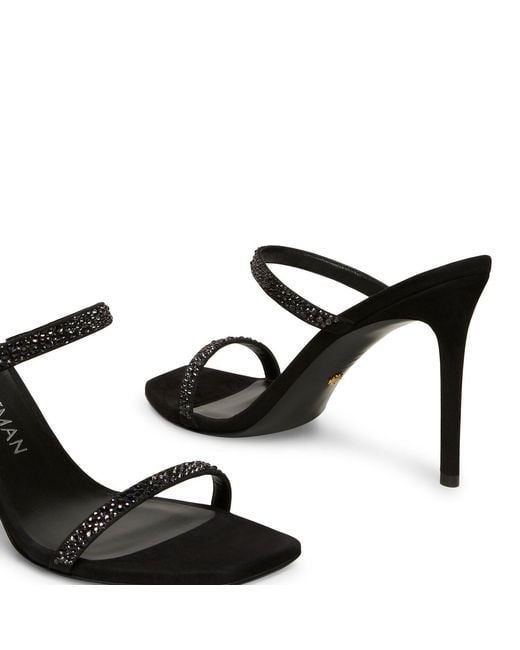 Stuart Weitzman Black Aleena Royale Crystal High-Heeled Sandals