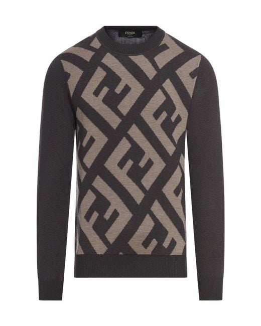 Fendi Black Oversized Ff Intarsia Knitted Jumper for men
