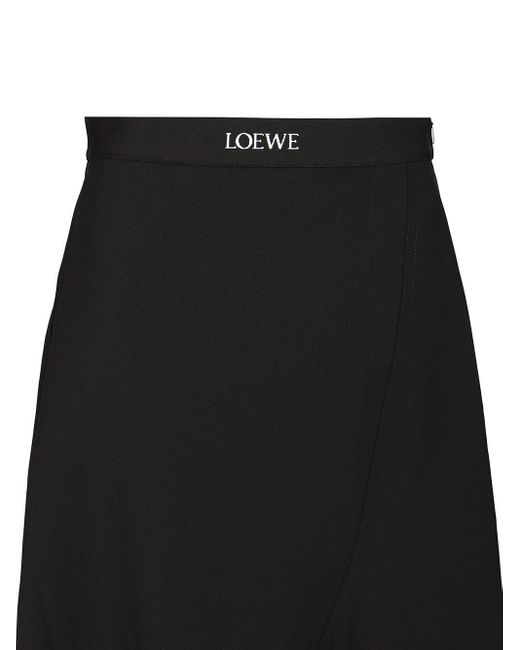 Loewe Black Asymmetric Midi Skirt