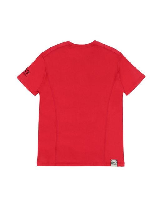 EA7 Red Logo Striped T-Shirt for men