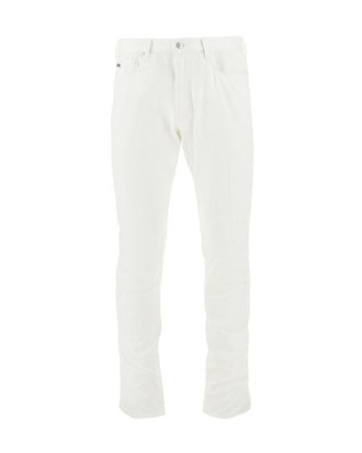 Emporio Armani White Casual Pants With Belt Loops for men