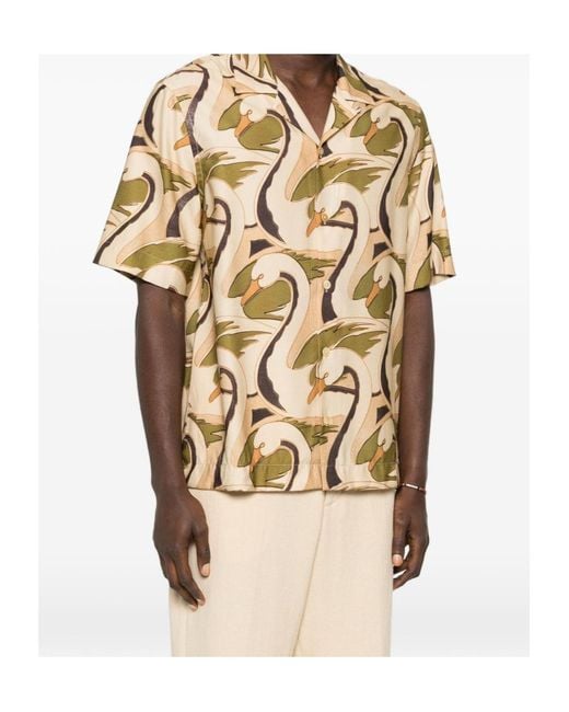 Paul Smith Metallic Swan Print Shirt for men
