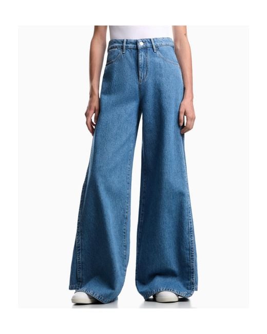 Emporio Armani Blue High-Rise Wide-Leg Jeans