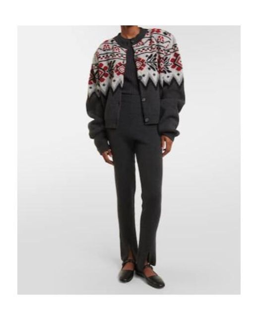 Magda Butrym Black Ribbed-Knit Cashmere Slim Pants