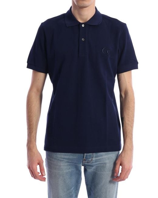 Dior Blue Homme Cd Icon Embroidery Polo Shirt for men