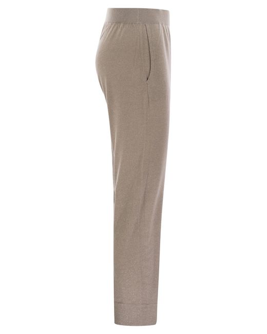 Brunello Cucinelli Gray Sparkling Lightweight Cashmere And Silk Trousers