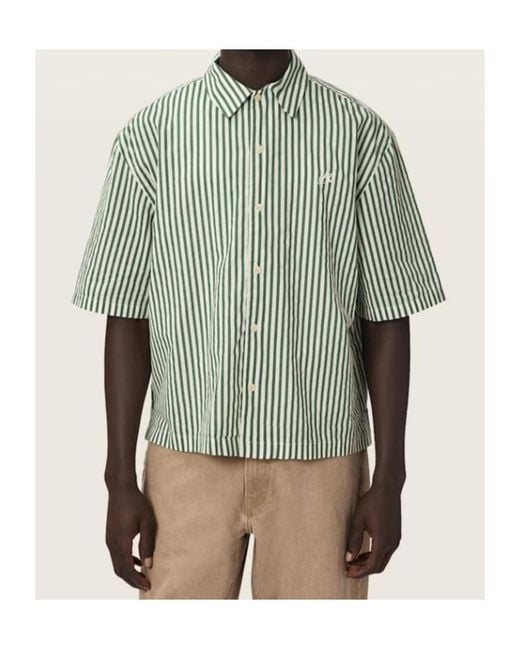 AllSaints Green Chopin Boxy Short Sleeve Striped Shirt for men