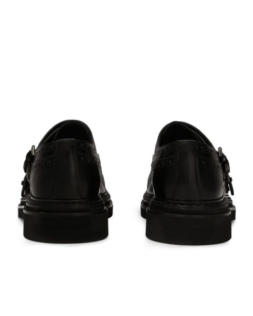 Dolce & Gabbana Black Round Head Loafer Shoes for men