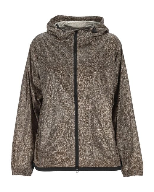 Borbonese Brown Printed Zip Hooded Jacket