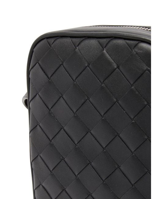 Bottega Veneta Black Zippered Mobile Phone Shoulder Bag for men