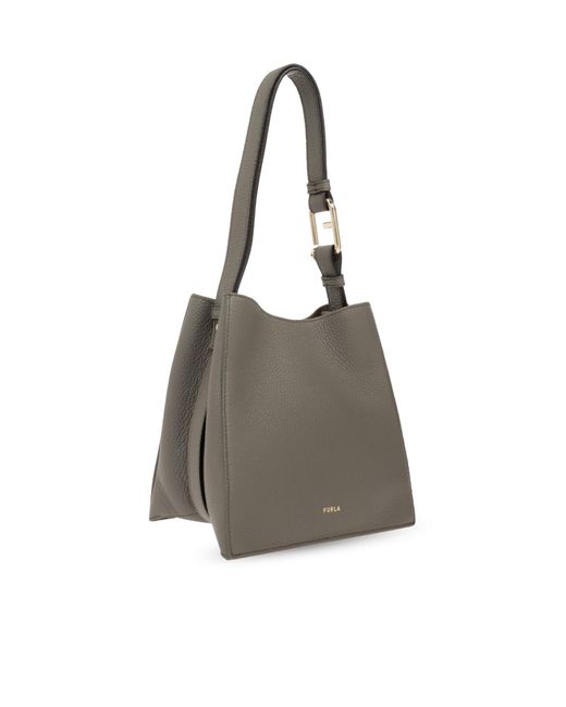 Furla Gray Nuvola Logo Printed Mini Bucket Bag